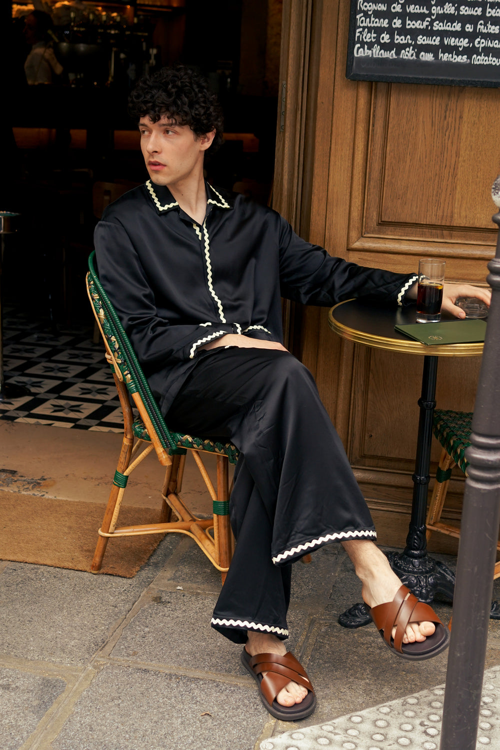 Floating Collection Unisex Silk Pajamas Long Set - Rich Black-Silk Pajamas Long Set-Not Just Pajama