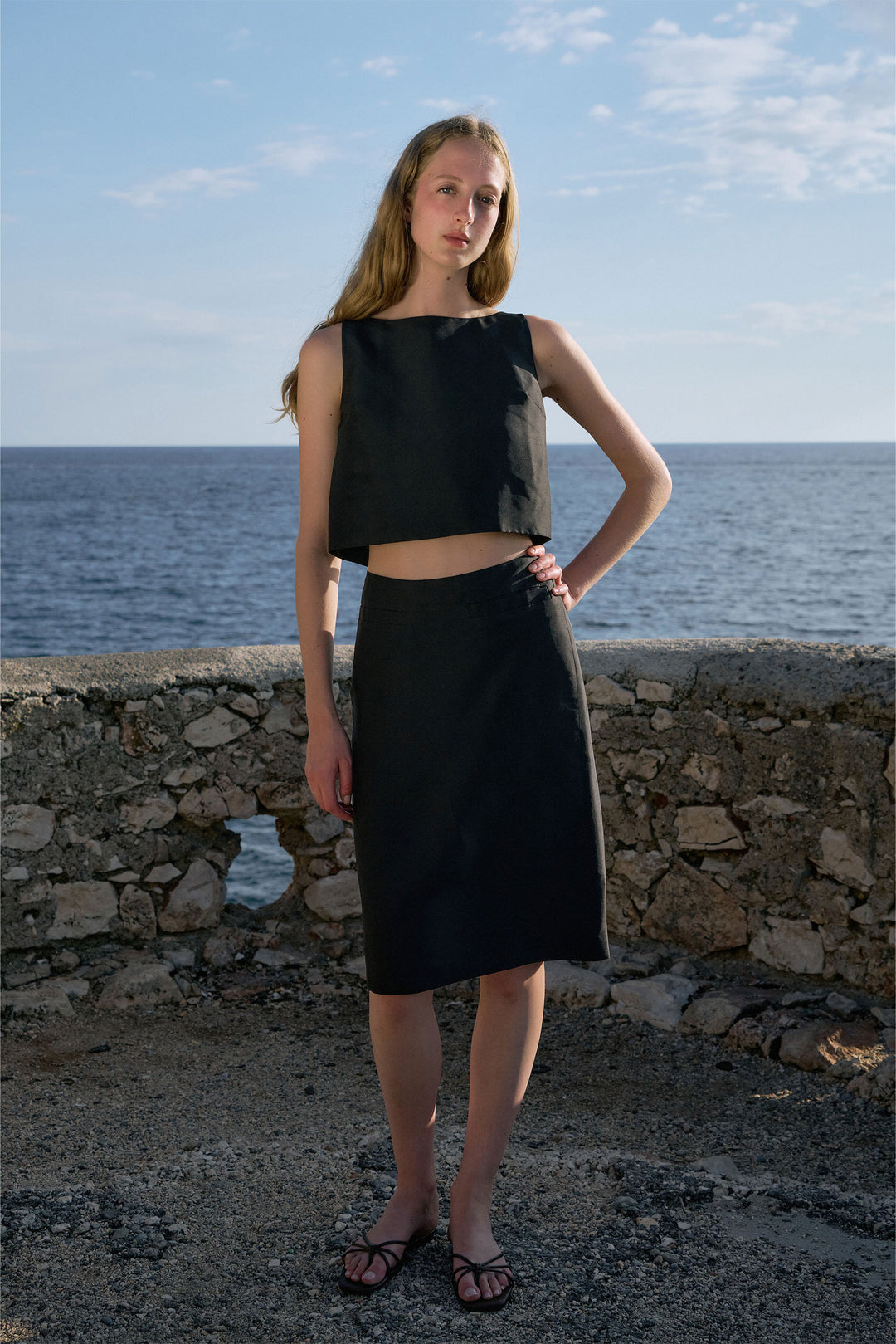 PAJA Berries Women's Dupion Silk A-Line Skirt - Black