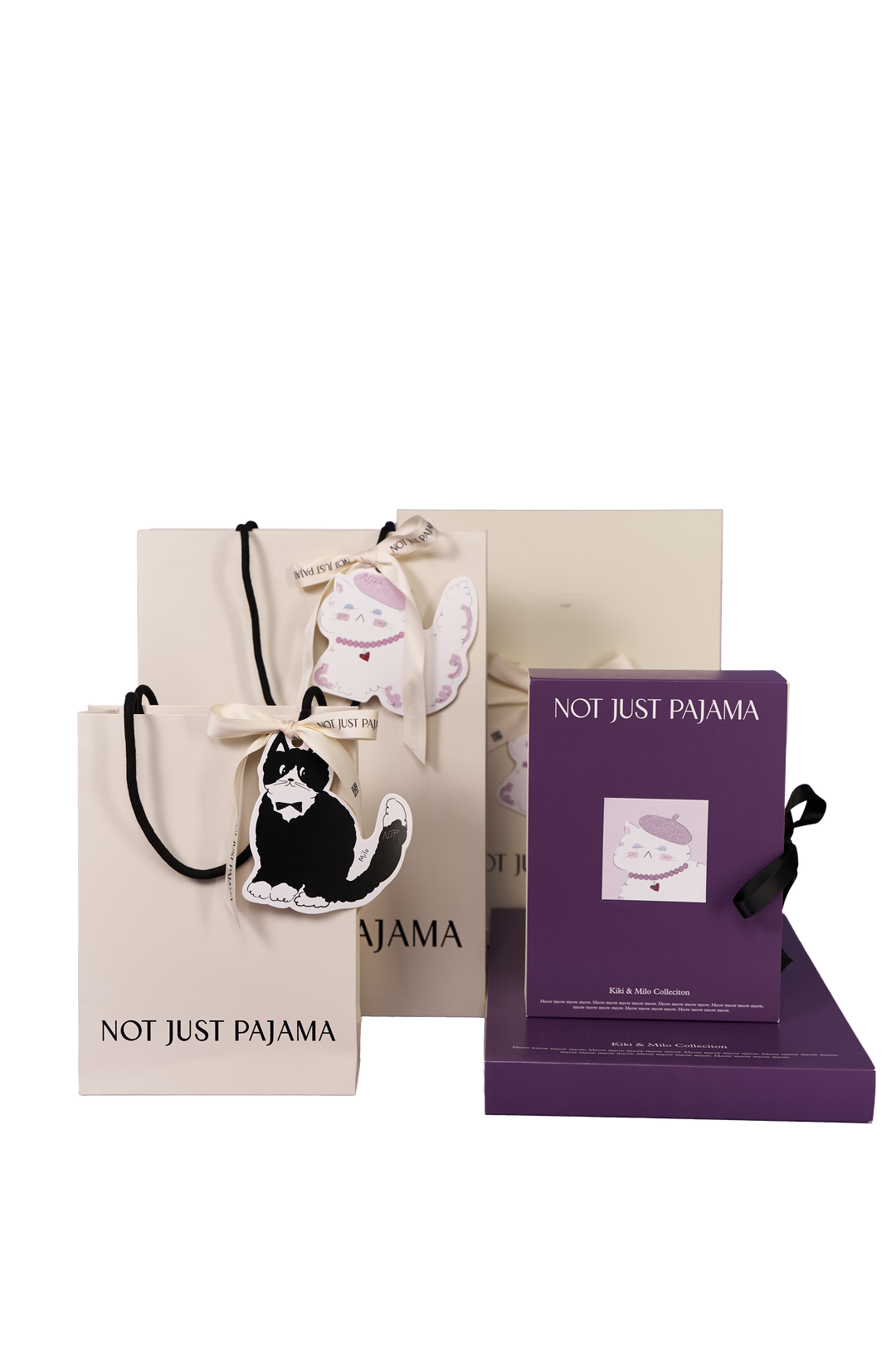 Packaging for Pearl Kitten Silk Pajama Collection