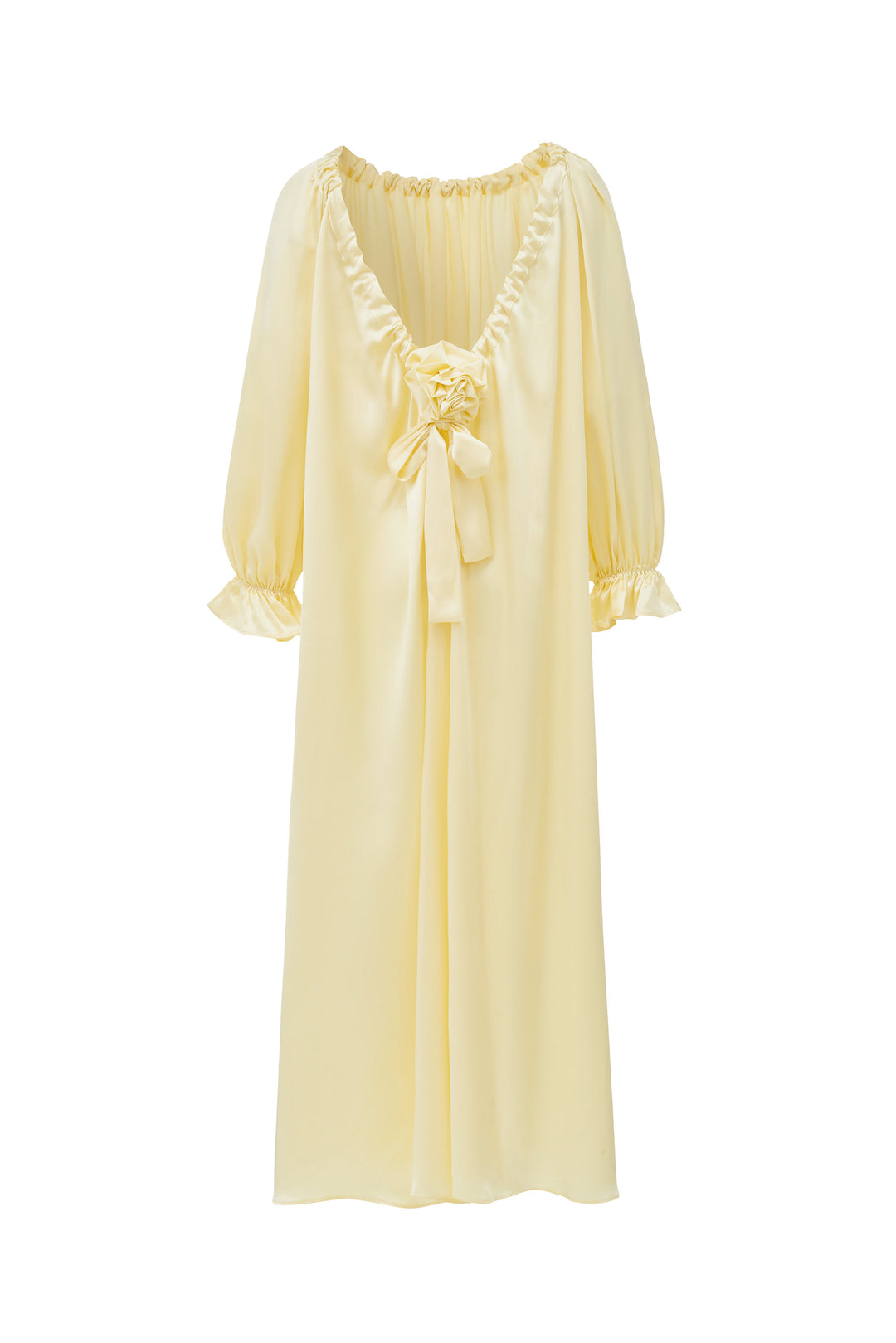 yellow silk dressing gown TIMELESS COLLECTION SILK ROBE IN BUTTER YELLOW | CULT MIA