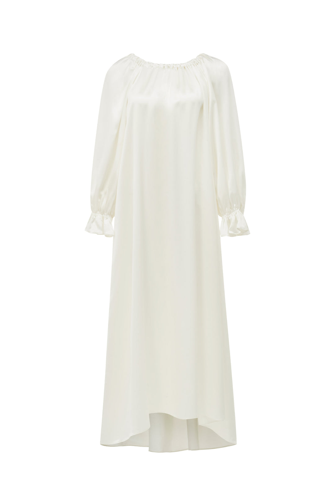 white silk pajama dress Womens Mulberry Silk White Cosette Night Dress with Lace