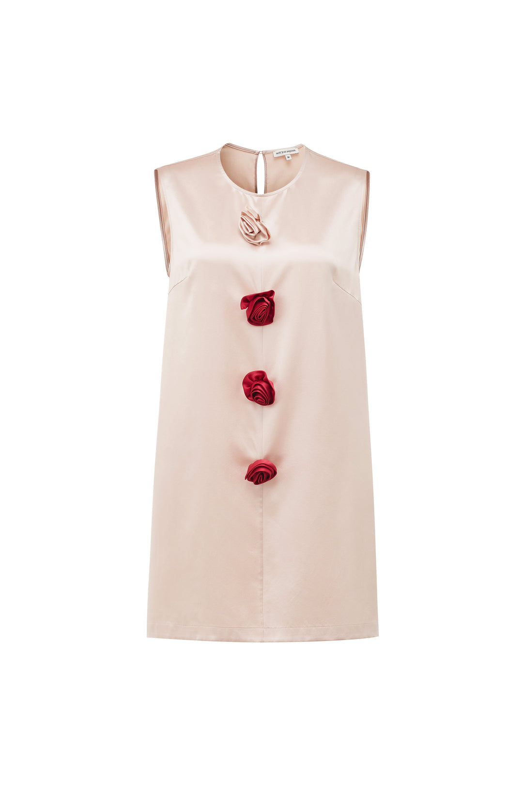 sleeveless silk shift dress Tuscan Bloom Sleeveless Silk Shift Dress Elegant Silk Dress with Handcrafted Flowers, Pink / L