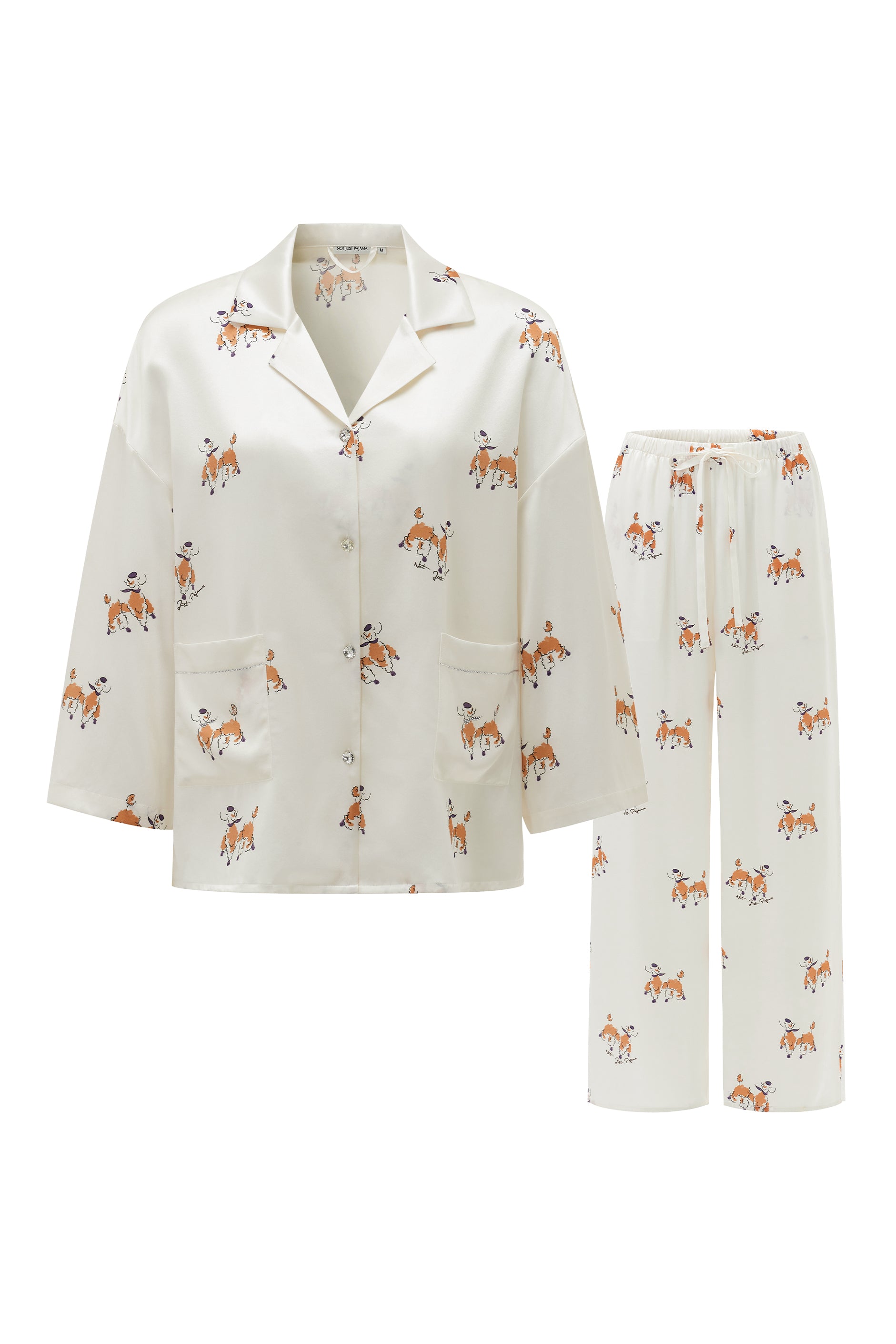 Puppy Edition Bubble Pup Silk Long Set-Silk Pajamas Long Set-S-NJP2471B-Not Just Pajama