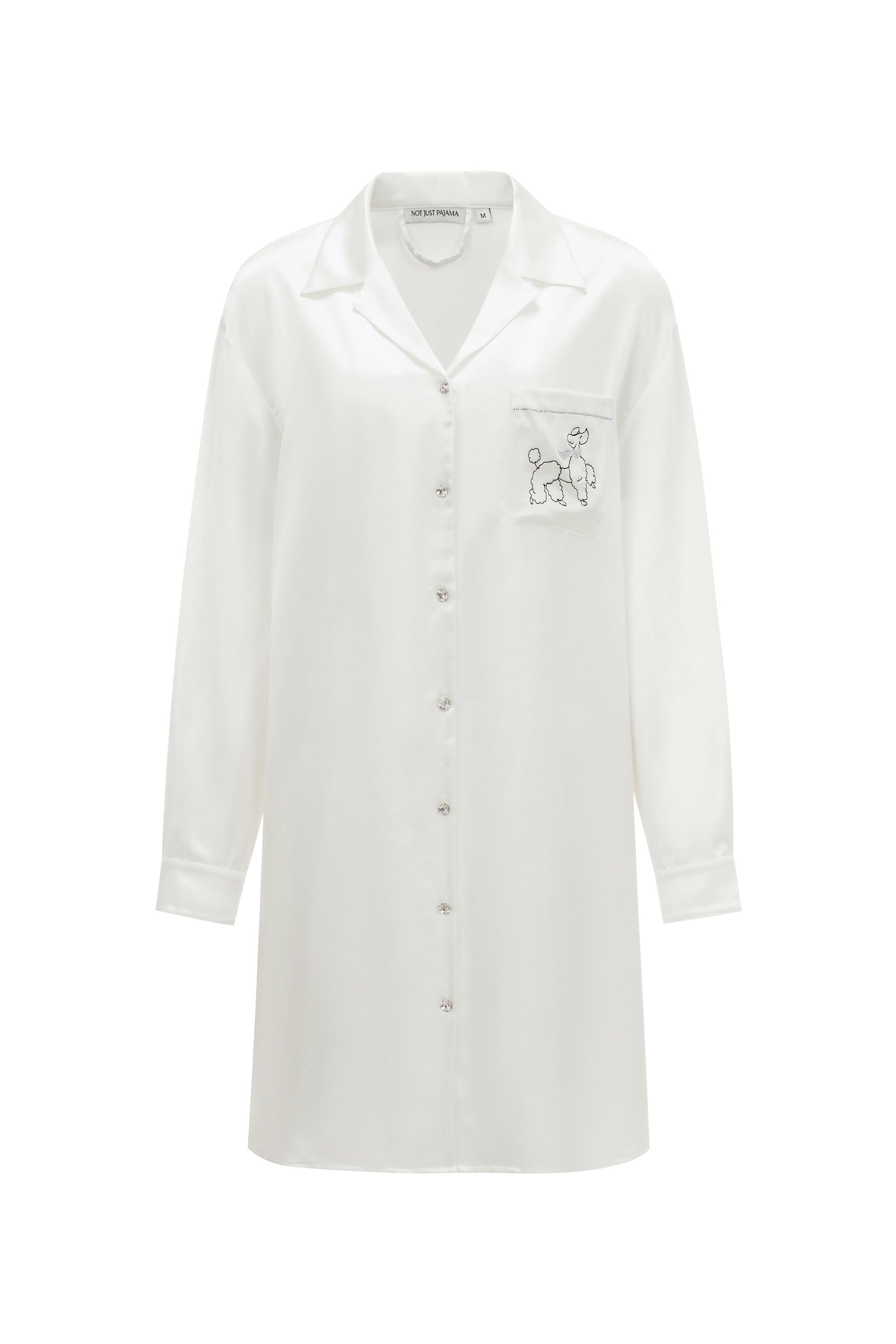 Puppy Edition Diamond Poodles Silk Shirt Dress-Silk Dress-S-NJP2485A-Not Just Pajama