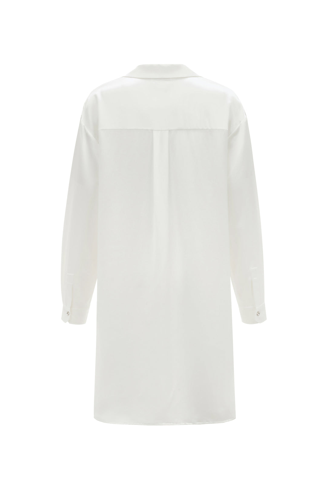white silk tunic dress Women's Silk Shirtdress with Removable Sash and Deep Side Pockets Jean Jones