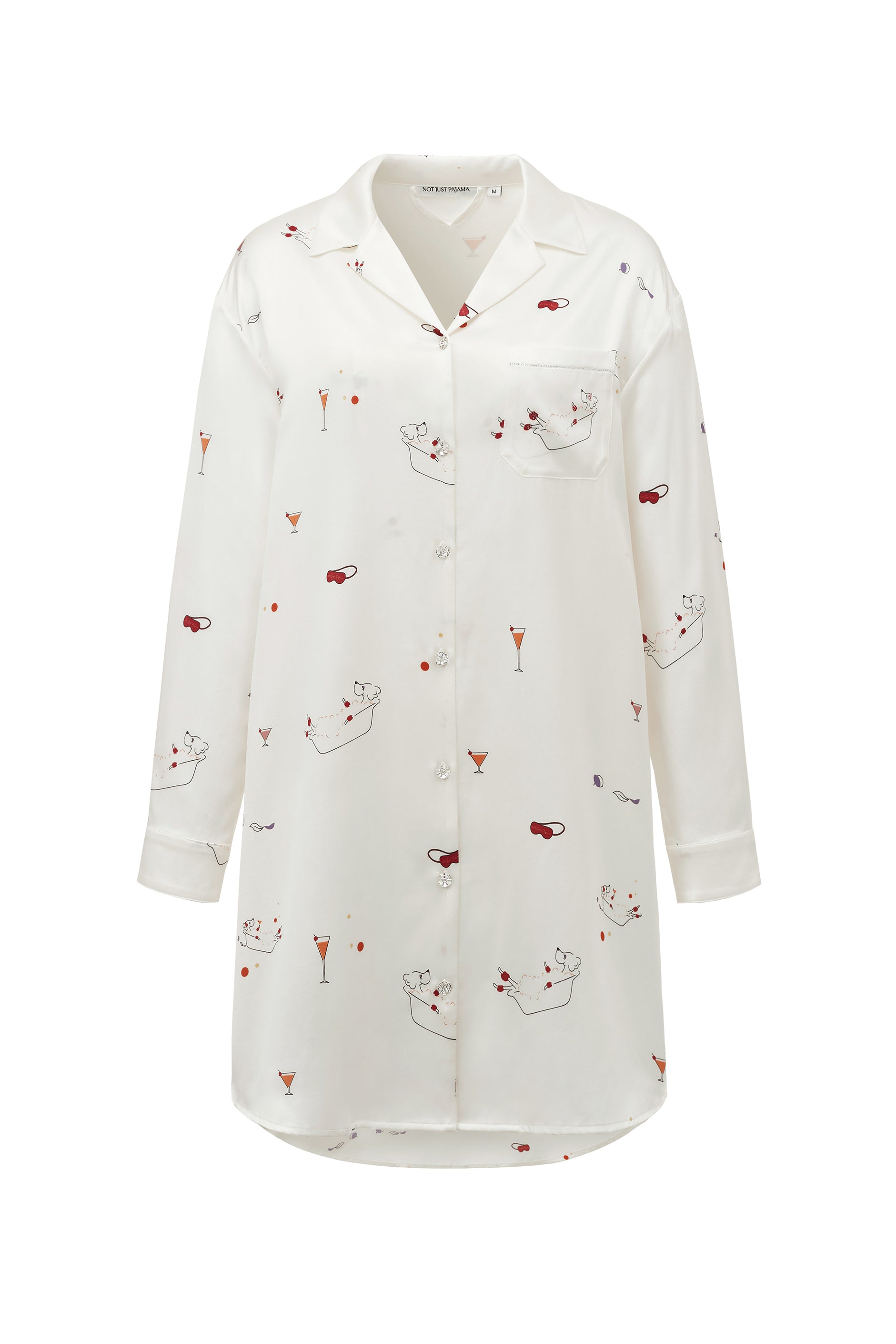 Puppy Edition Bubble Pup Silk Shirt Dress-Silk Dress-S-NJP2485B-Not Just Pajama