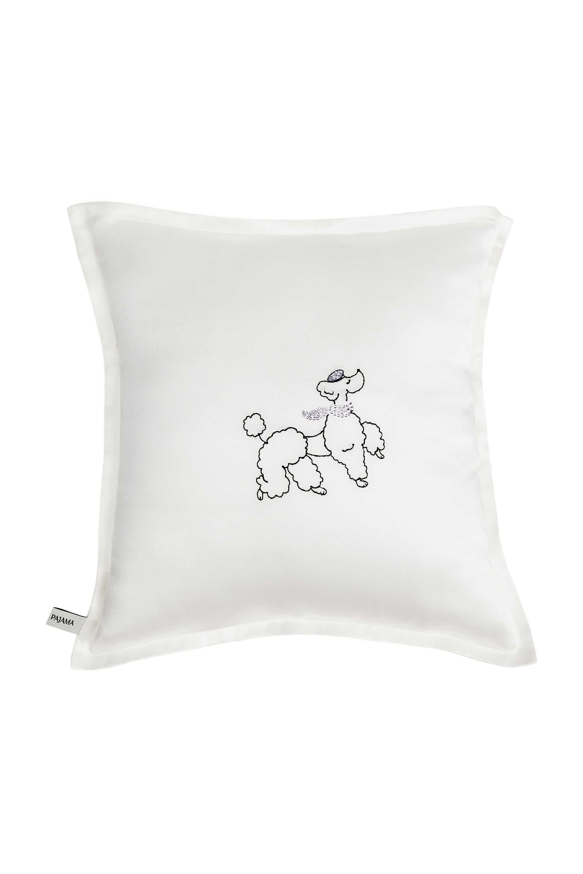 Puppy Edition Diamond Poodles Silk Throw Pillow-Silk Pillow-One size-Single Poodle-NJP2487A-Not Just Pajama