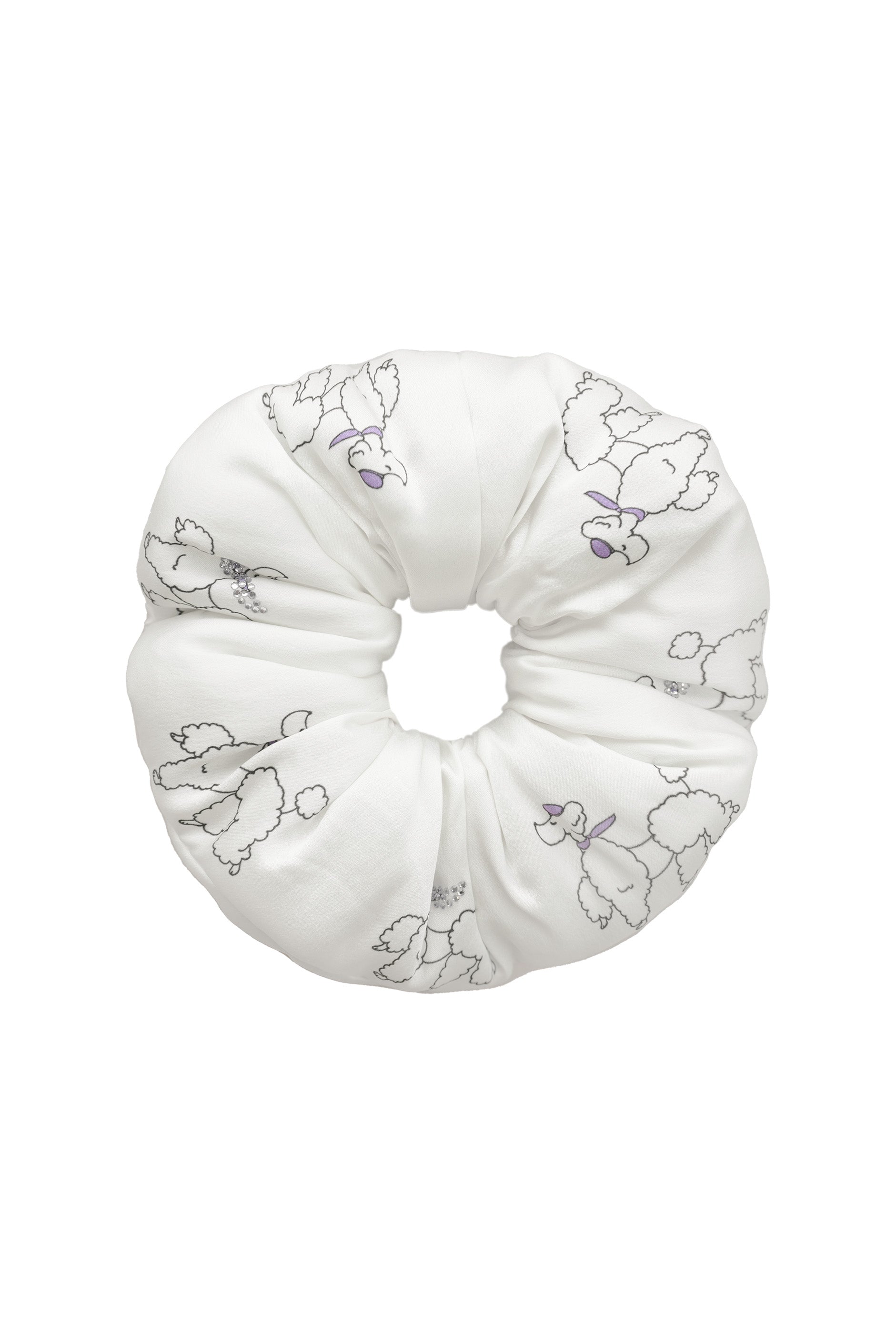 Puppy Edition Diamond Poodles Silk Puff Scrunchie-Silk Scrunchy-Not Just Pajama
