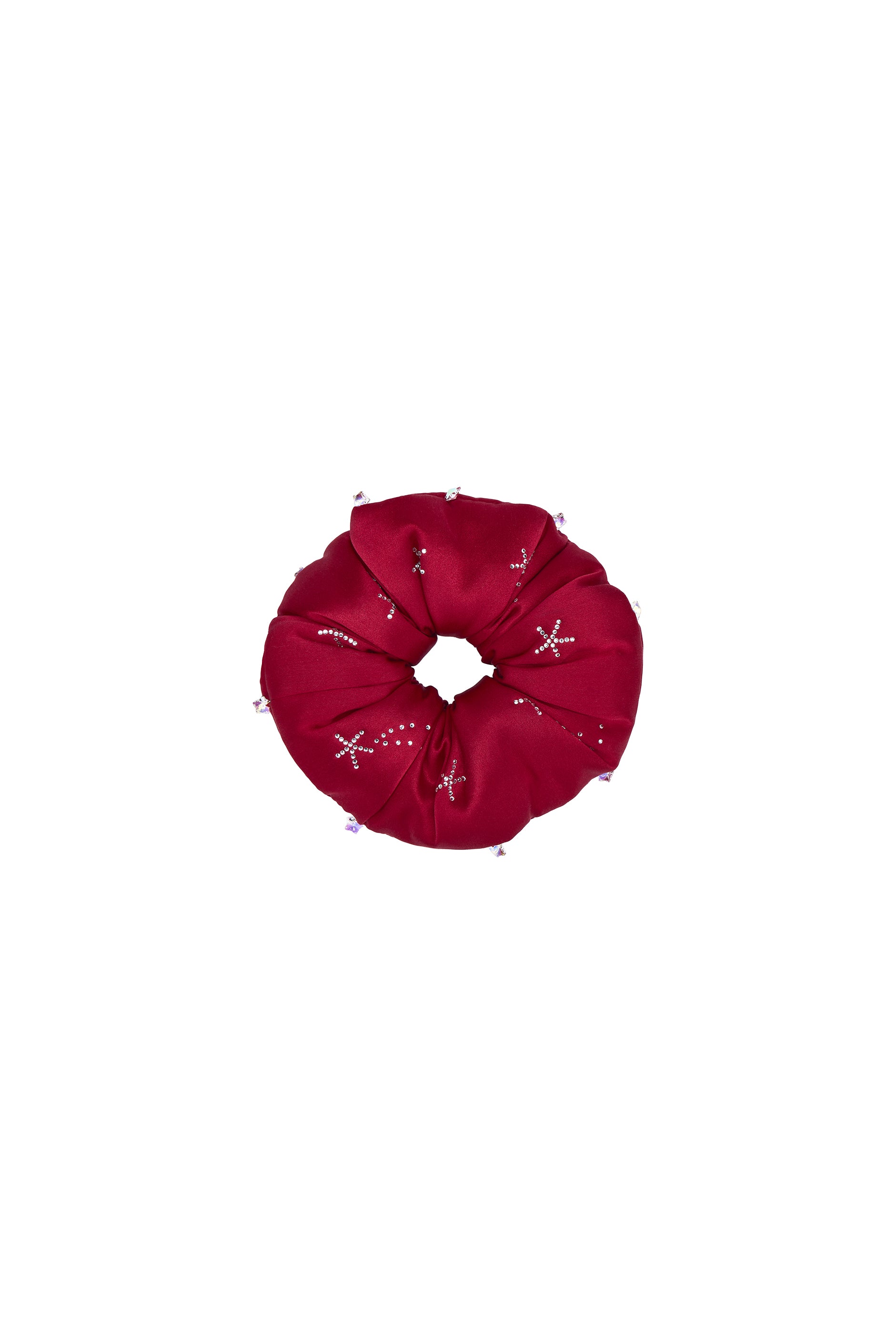 VEGA Women’s 22mm Mulberry Silk Crystal Scrunchie-Silk Accessories-Burgundy-Not Just Pajama
