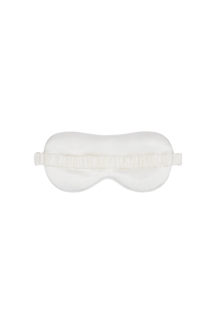 VEGA Collection Feathered Silk Rhinestone-Embellished Eye Mask - White