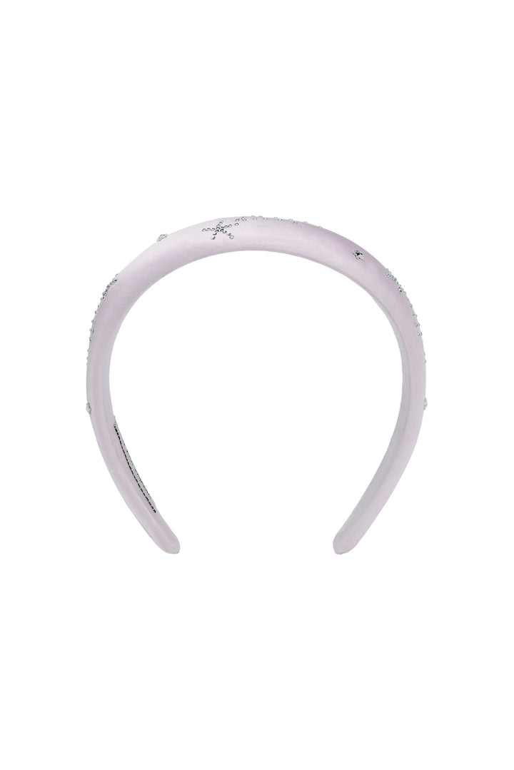 VEGA Collection Silk Rhinestone-Embellished Headband - White