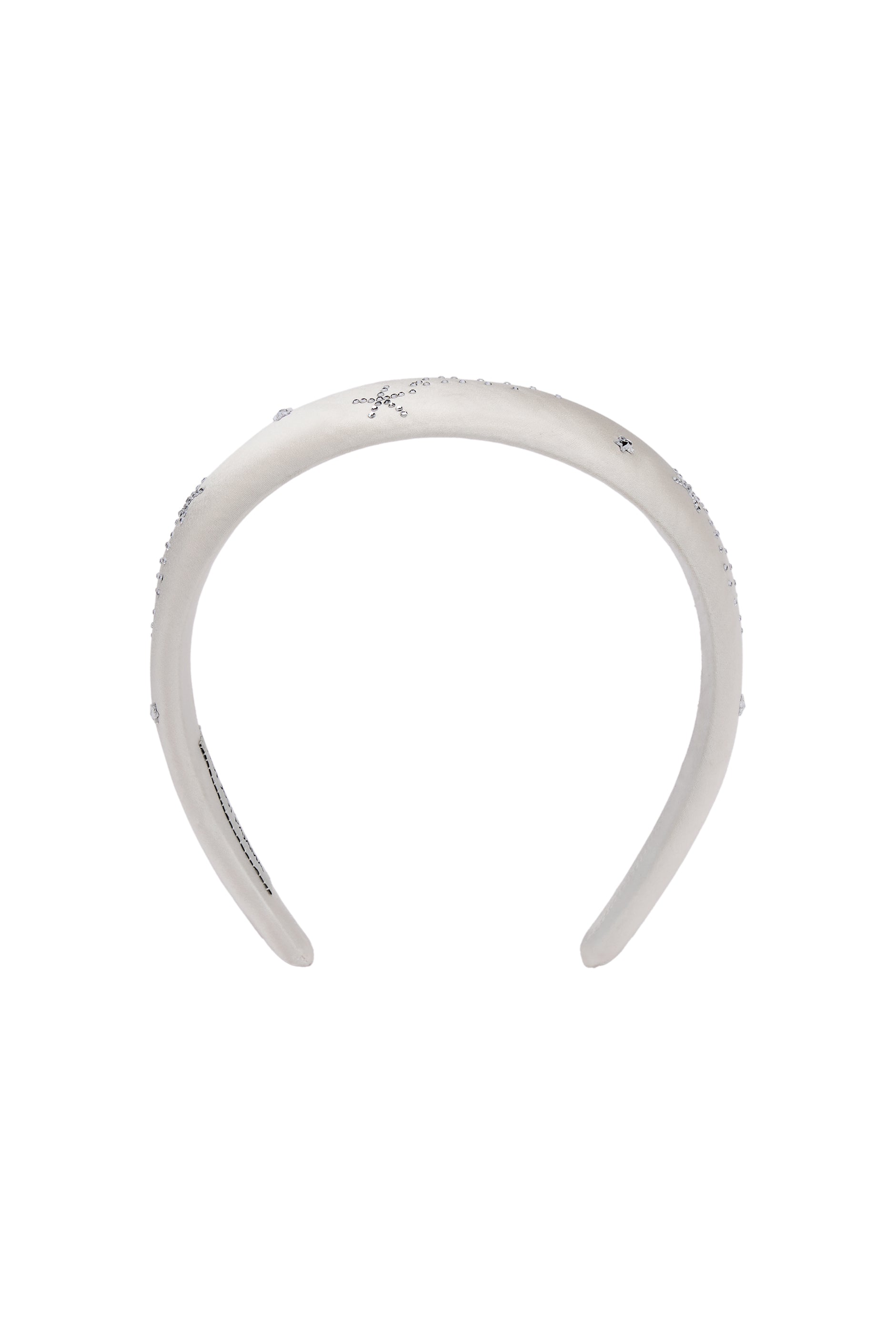 VEGA Collection Silk Rhinestone-Embellished Headband - White-Silk Accessories-White-One Size-NJP25127-Not Just Pajama