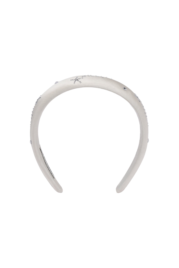 VEGA Collection Silk Rhinestone-Embellished Headband - White