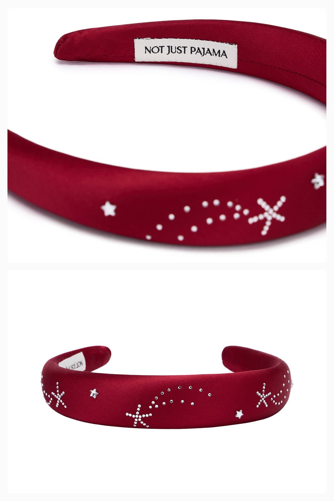 VEGA Women’s 22mm Mulberry Silk Crystal Padded Headband-Silk Accessories-Not Just Pajama