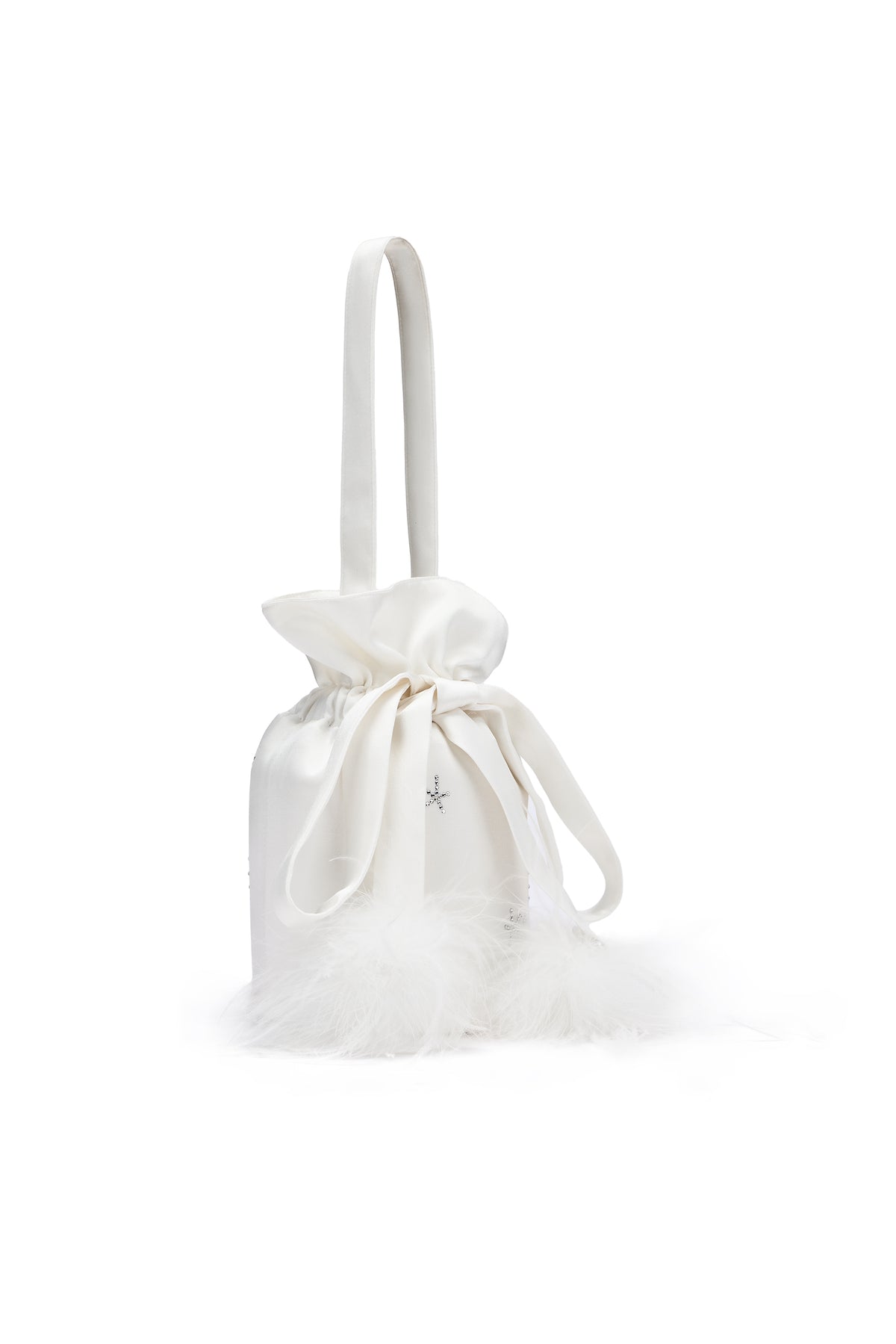 VEGA 22mm Mulberry Silk Crystal Feather Handbag-Silk Accessories-White-One Size-NJP25136-Not Just Pajama