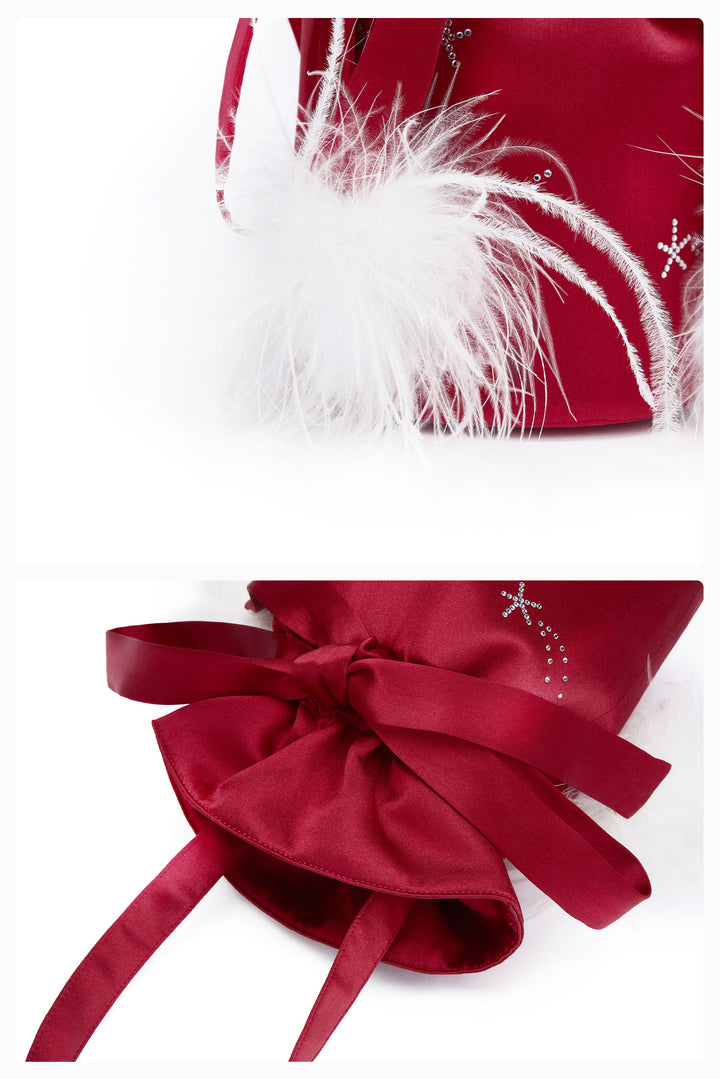 VEGA 22mm Mulberry Silk Crystal Feather Handbag-Silk Accessories-Not Just Pajama