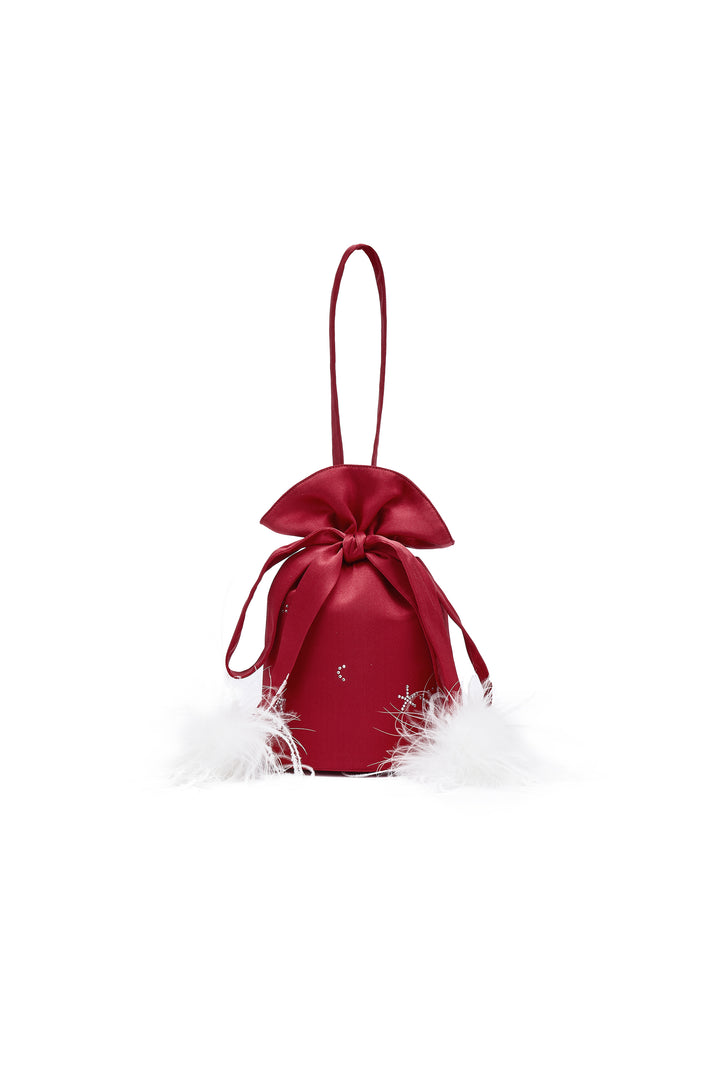 VEGA 22mm Mulberry Silk Crystal Feather Handbag-Silk Accessories-Burgundy-One Size-NJP25136-Not Just Pajama
