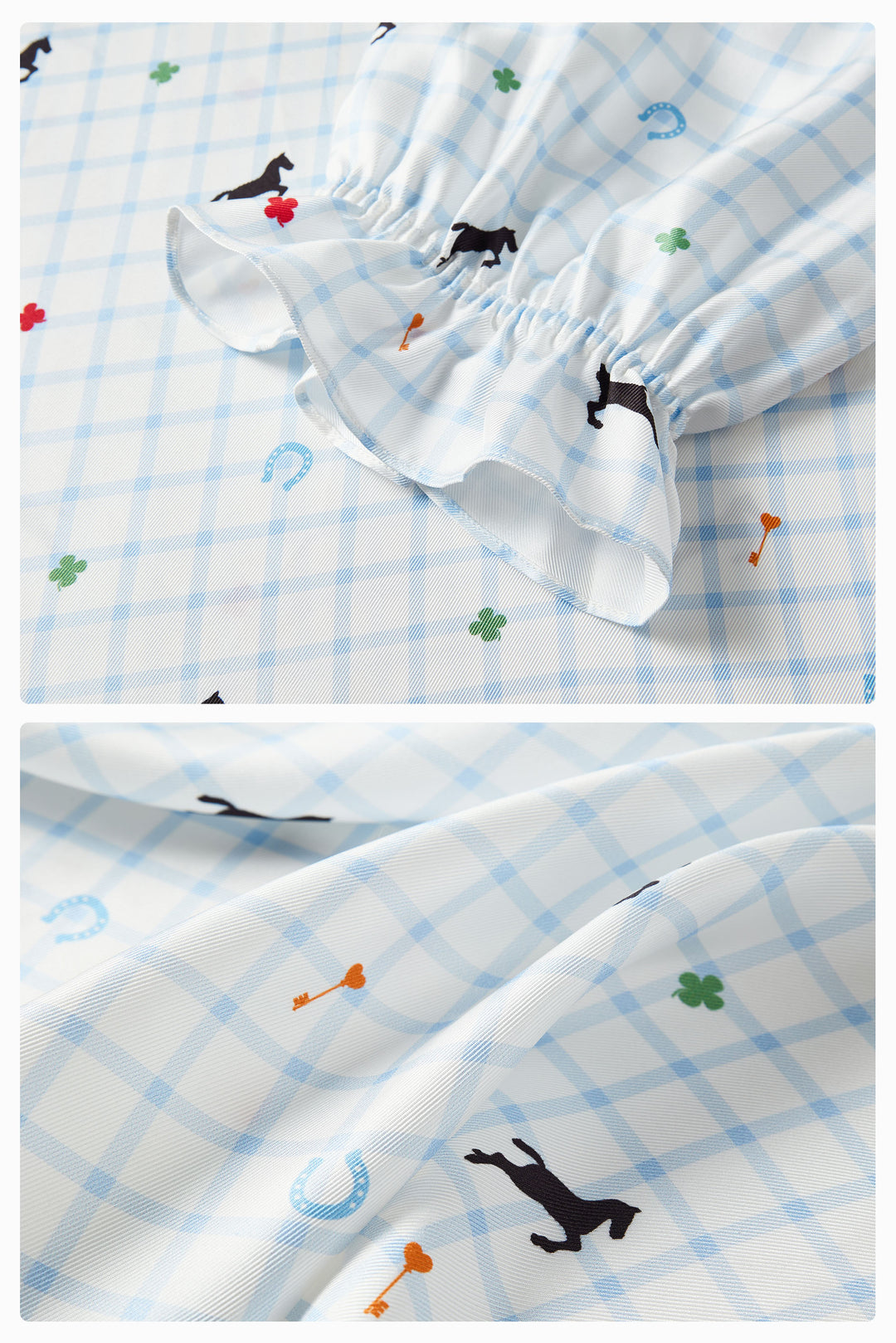 Pony Farm Women’s 18mm Mulberry Silk Twill Ruffle V-Neck Sleep Dress-Silk Pajamas Long Set-Not Just Pajama