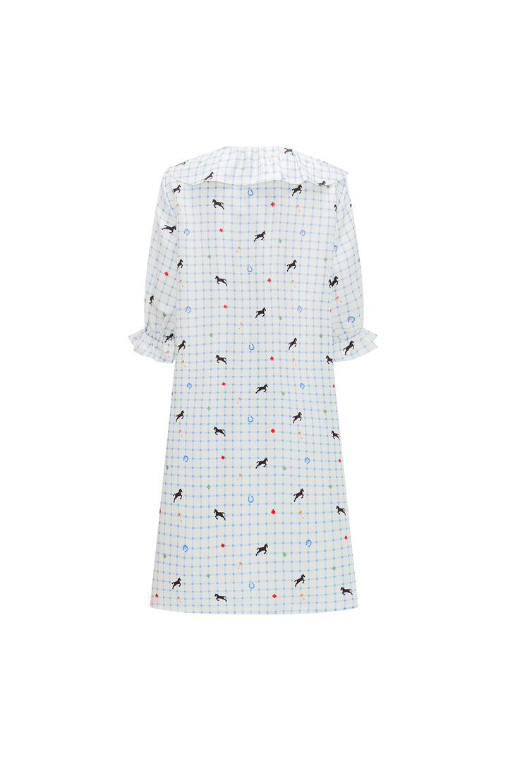 Pony Farm Women’s 18mm Mulberry Silk Twill Ruffle V-Neck Sleep Dress-Silk Pajamas Long Set-Not Just Pajama