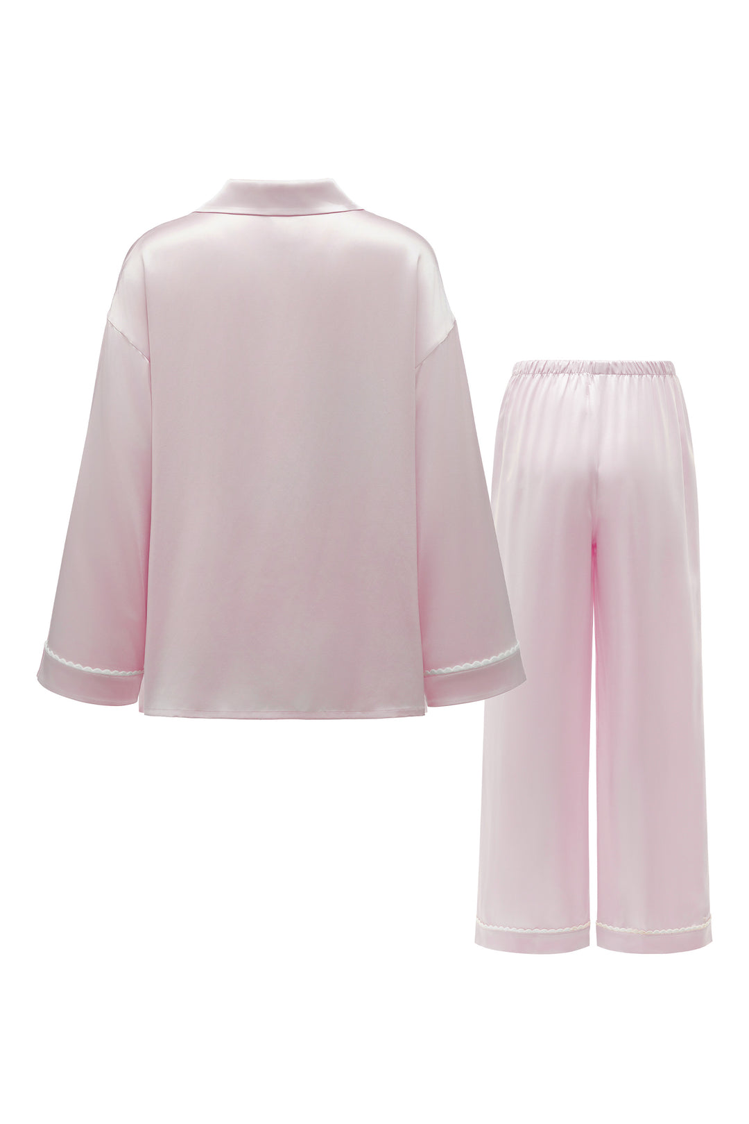 BUBU Collection Silk Velour Edging Long Sleeve Pajama Set