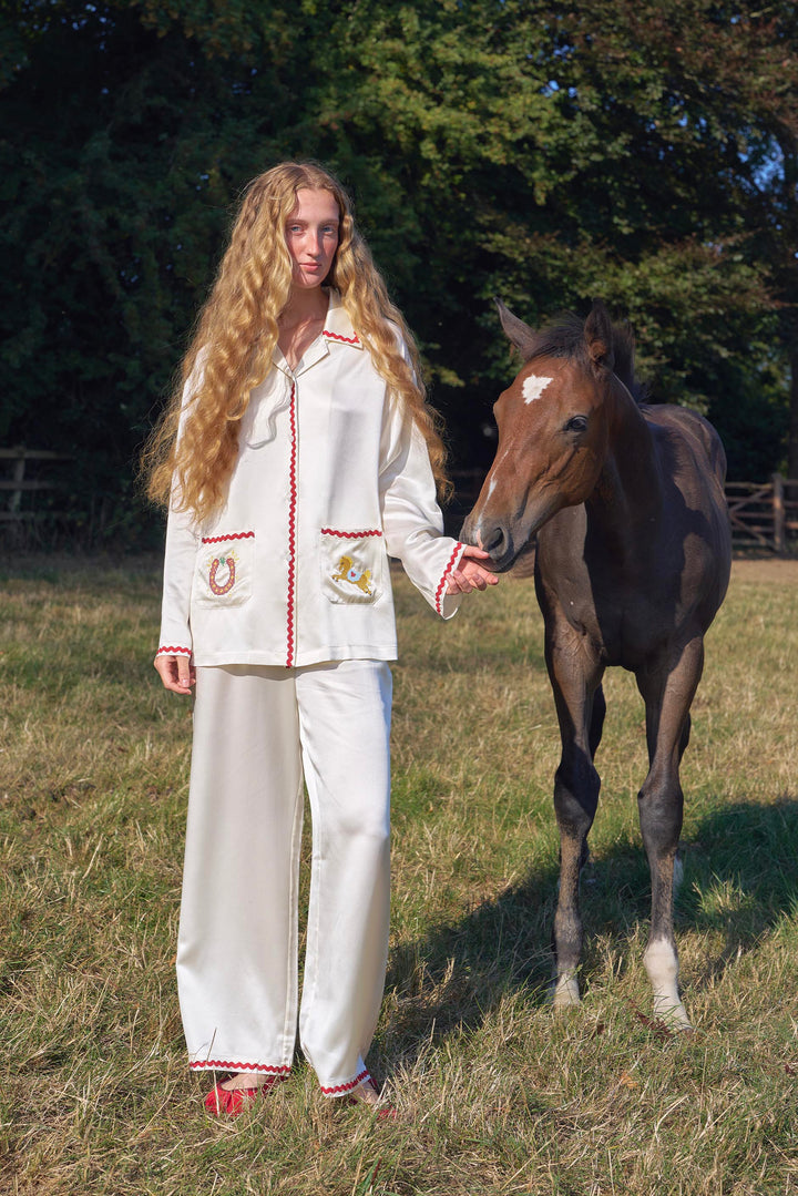 Pony Farm Women’s 22mm Mulberry Silk Long Sleeve Pajama Set-Silk Pajamas Long Set-Not Just Pajama