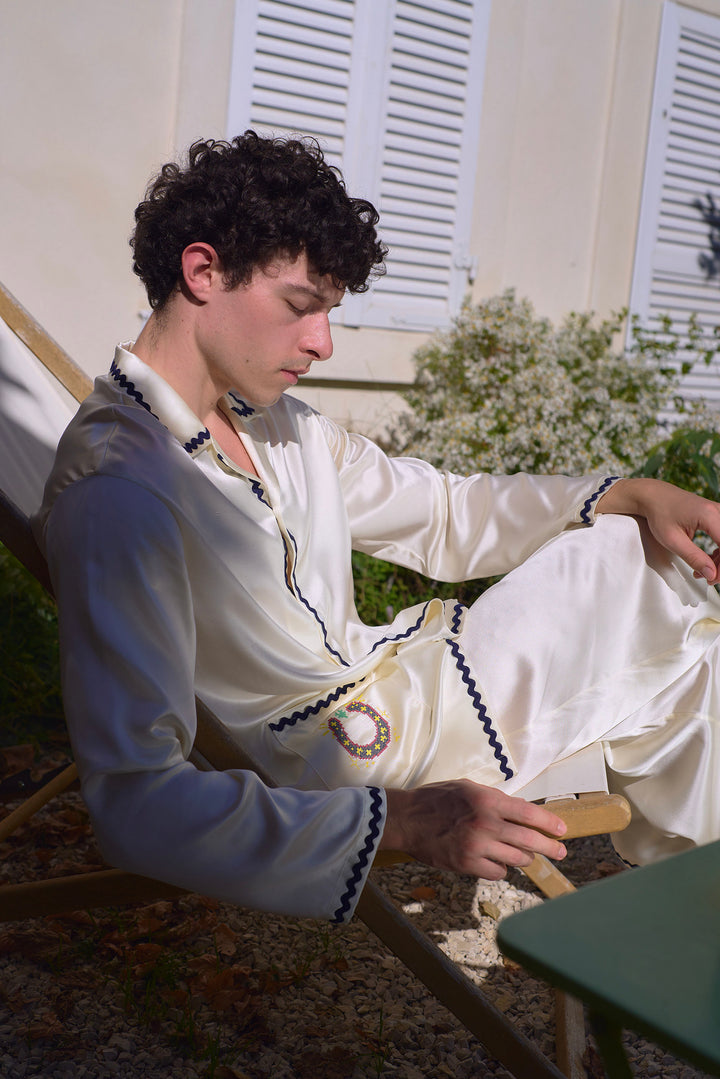 Pony Farm Men’s 22mm Mulberry Silk Long Sleeve Pajama Set-Silk Pajamas Long Set-Not Just Pajama