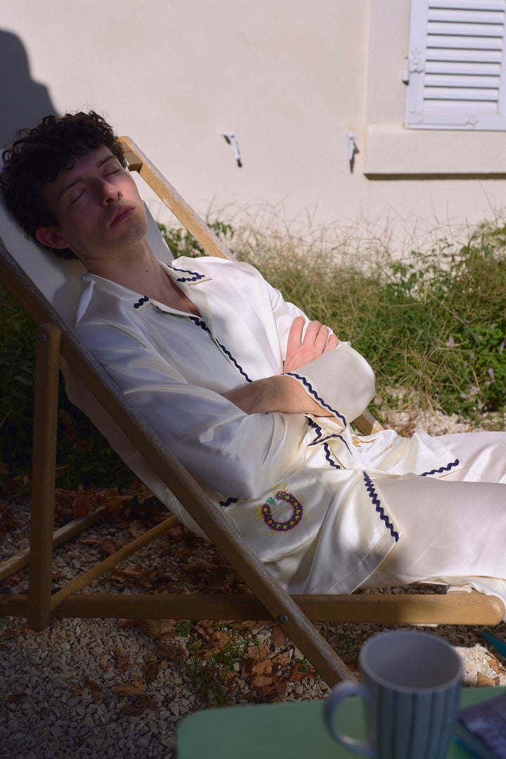 Pony Farm Men’s 22mm Mulberry Silk Long Sleeve Pajama Set-Silk Pajamas Long Set-Not Just Pajama