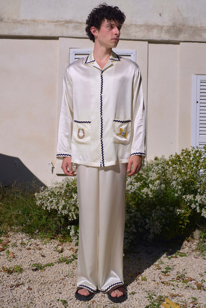 Pony Farm Men’s 22mm Mulberry Silk Long Sleeve Pajama Set-Silk Pajamas Long Set-Not Just Pajama