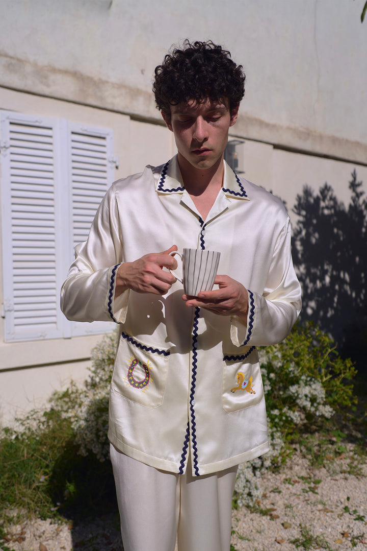 Pony Farm Men’s 22mm Mulberry Silk Long Sleeve Pajama Set-Silk Pajamas Long Set-Not Just Pajama