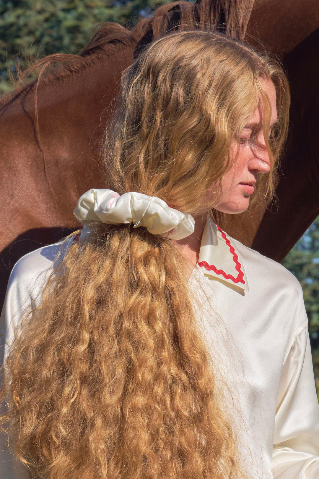 Pony Farm 22mm Mulberry Silk Lucky Symbol Scrunchie-Silk Accessories-Not Just Pajama