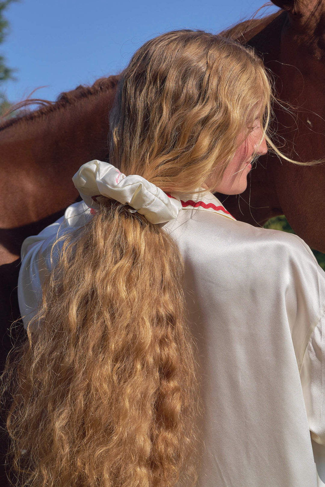 Pony Farm 22mm Mulberry Silk Lucky Symbol Scrunchie-Silk Accessories-Not Just Pajama