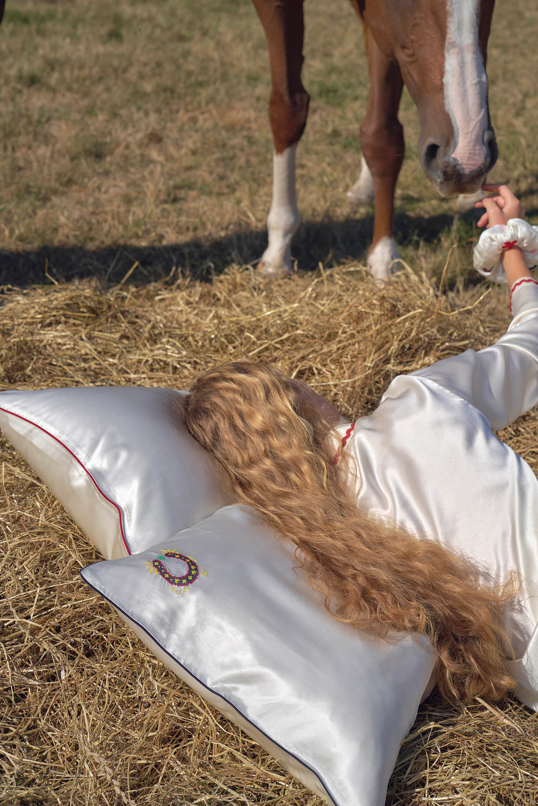 Pony Farm 22mm Mulberry Silk Lucky Pony Piped Pillowcase-Silk Pillow-Not Just Pajama