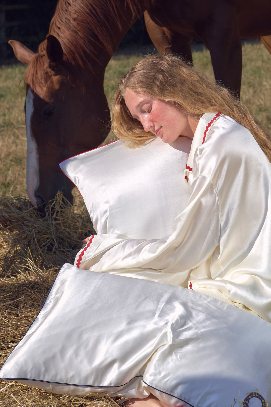 Pony Farm 22mm Mulberry Silk Lucky Pony Piped Pillowcase-Silk Pillow-Not Just Pajama