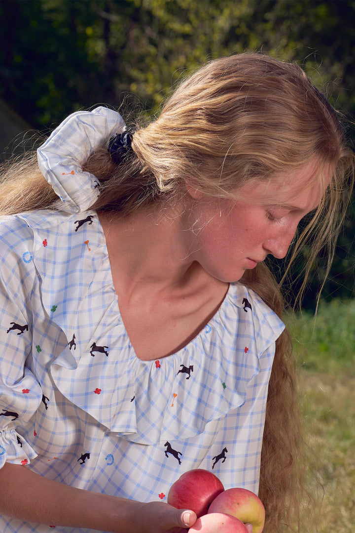 Pony Farm 22mm Mulberry Silk Lucky Symbol Scrunchie-Silk Accessories-Not Just Pajama