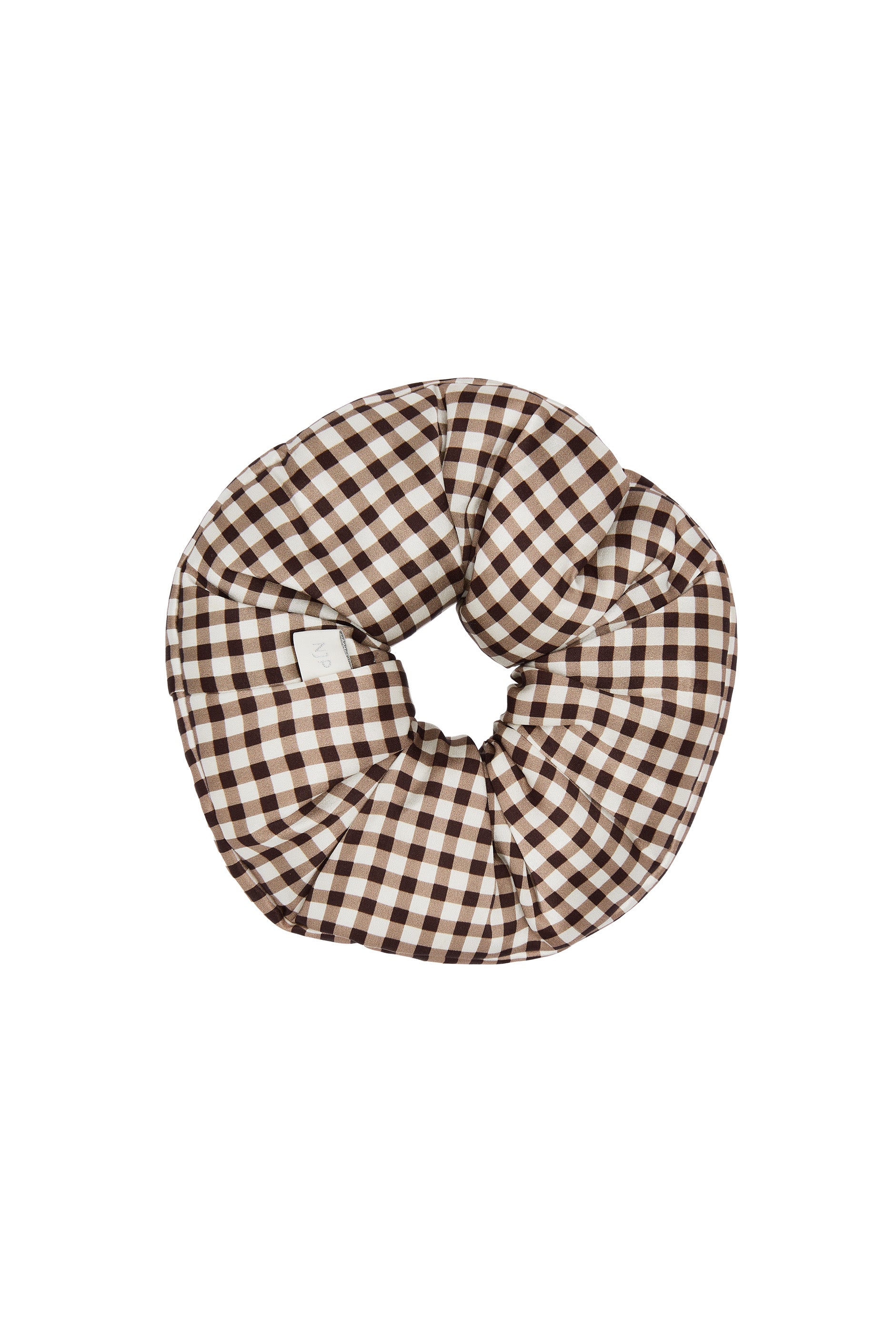 Farm Edit Silk Brown Plaid Print Scrunchies-Silk Accessories-Brown-NJP25170-Not Just Pajama