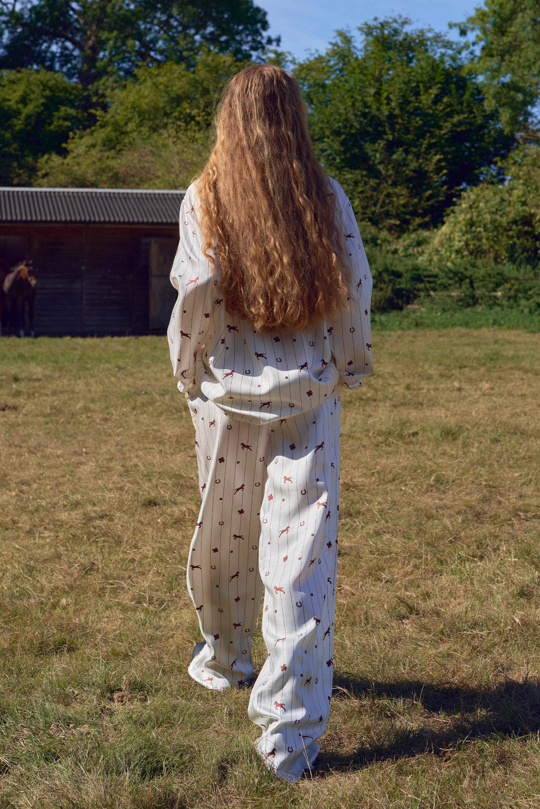 Lucky Pony Unisex 18mm Mulberry Silk Twill Long Sleeve Pajama Set