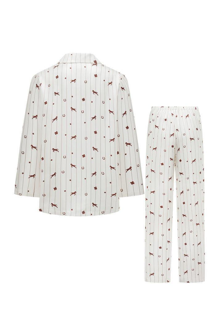 Pony Farm Unisex 18mm Mulberry Silk Twill Long Sleeve Pajama Set-Silk Pajamas Long Set-Not Just Pajama