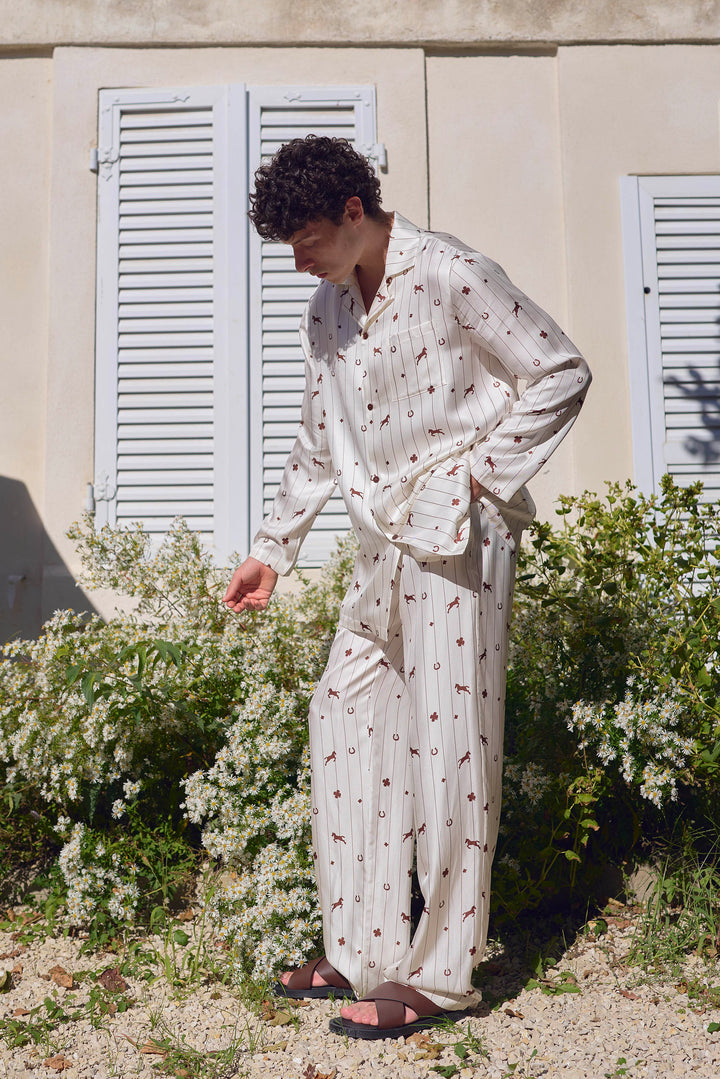 Pony Farm Unisex 18mm Mulberry Silk Twill Long Sleeve Pajama Set-Silk Pajamas Long Set-Not Just Pajama