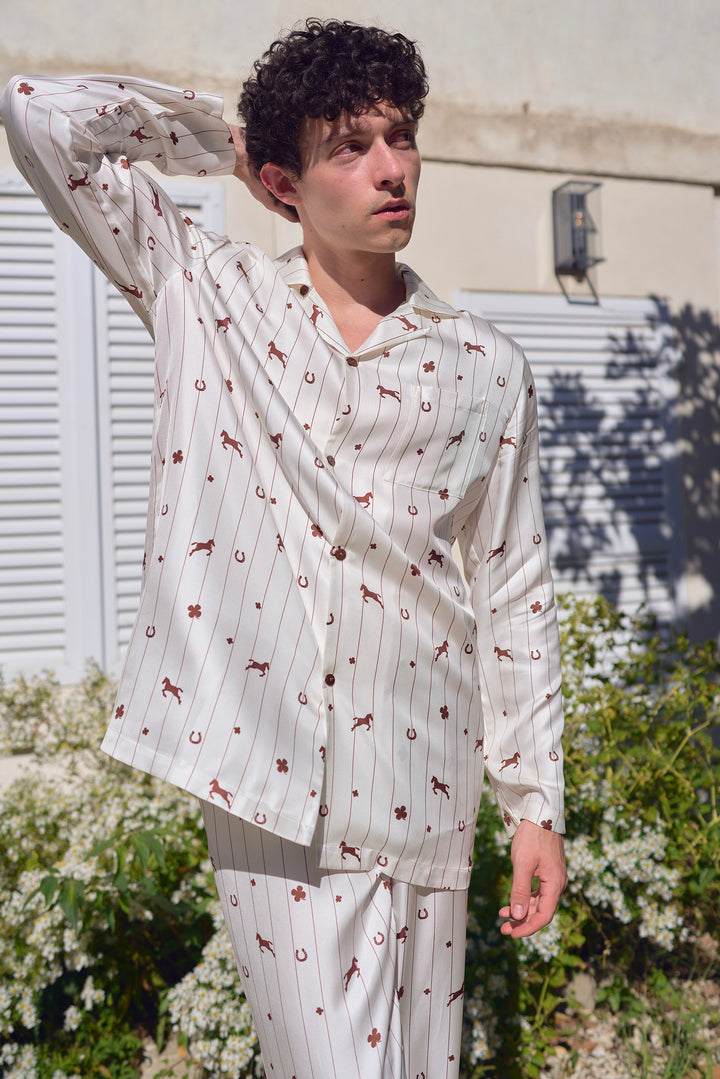 Pony Farm Unisex 18mm Mulberry Silk Twill Long Sleeve Pajama Set-Silk Pajamas Long Set-Not Just Pajama