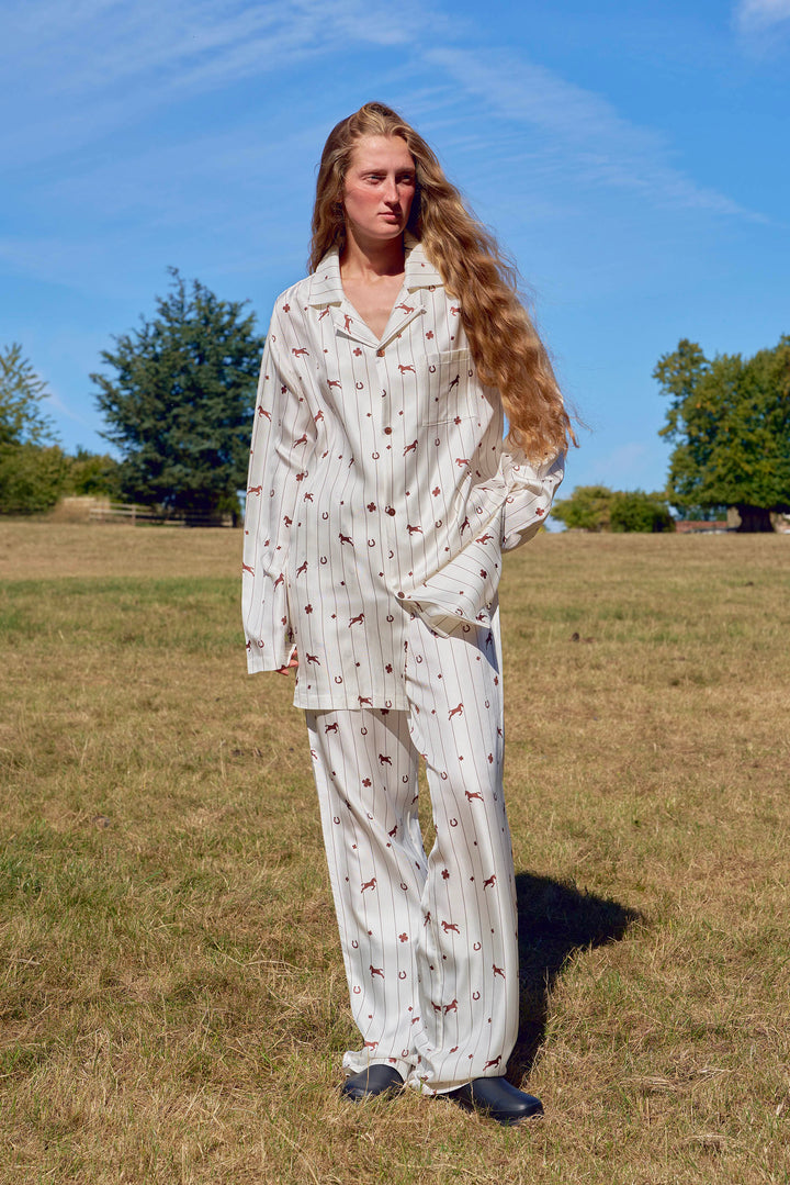 Lucky Pony Unisex 18mm Mulberry Silk Twill Long Sleeve Pajama Set