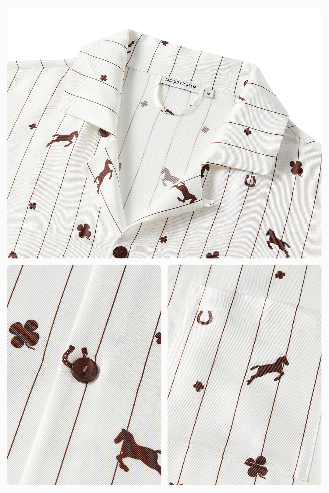 Pony Farm Unisex 18mm Mulberry Silk Twill Long Sleeve Pajama Set-Silk Pajamas Long Set-Not Just Pajama