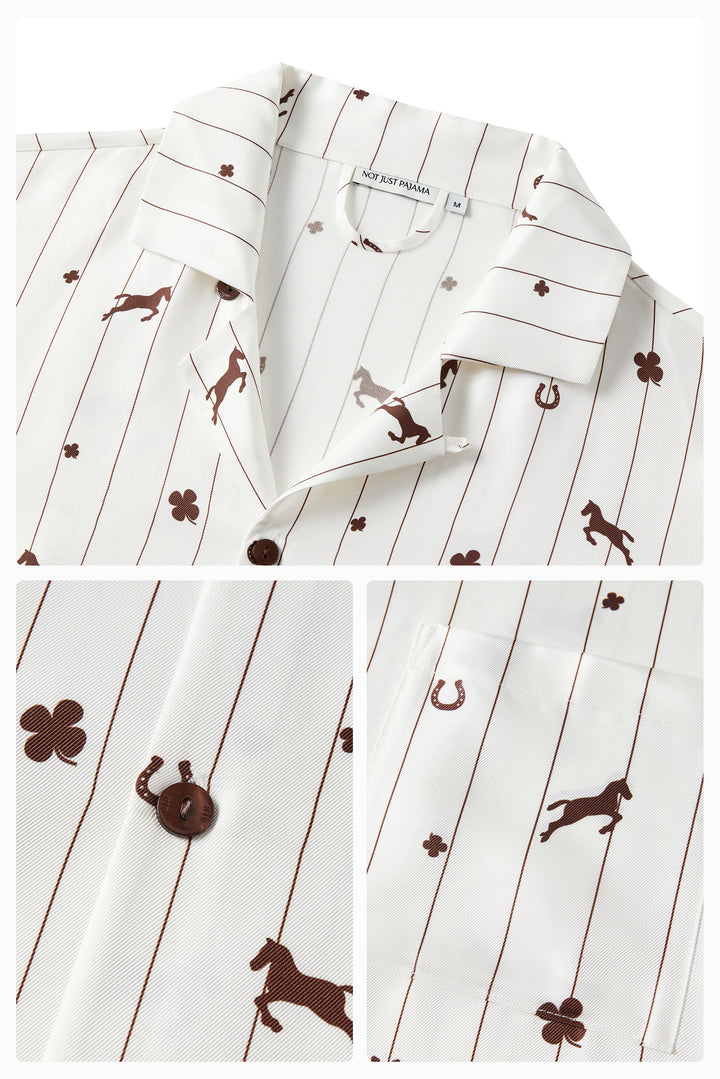 Pony Farm Unisex 18mm Mulberry Silk Twill Long Sleeve Pajama Set-Silk Pajamas Long Set-Not Just Pajama