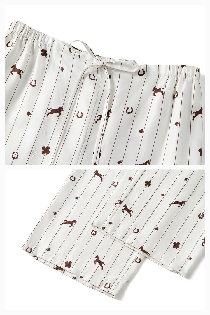 Pony Farm Unisex 18mm Mulberry Silk Twill Long Sleeve Pajama Set-Silk Pajamas Long Set-Not Just Pajama