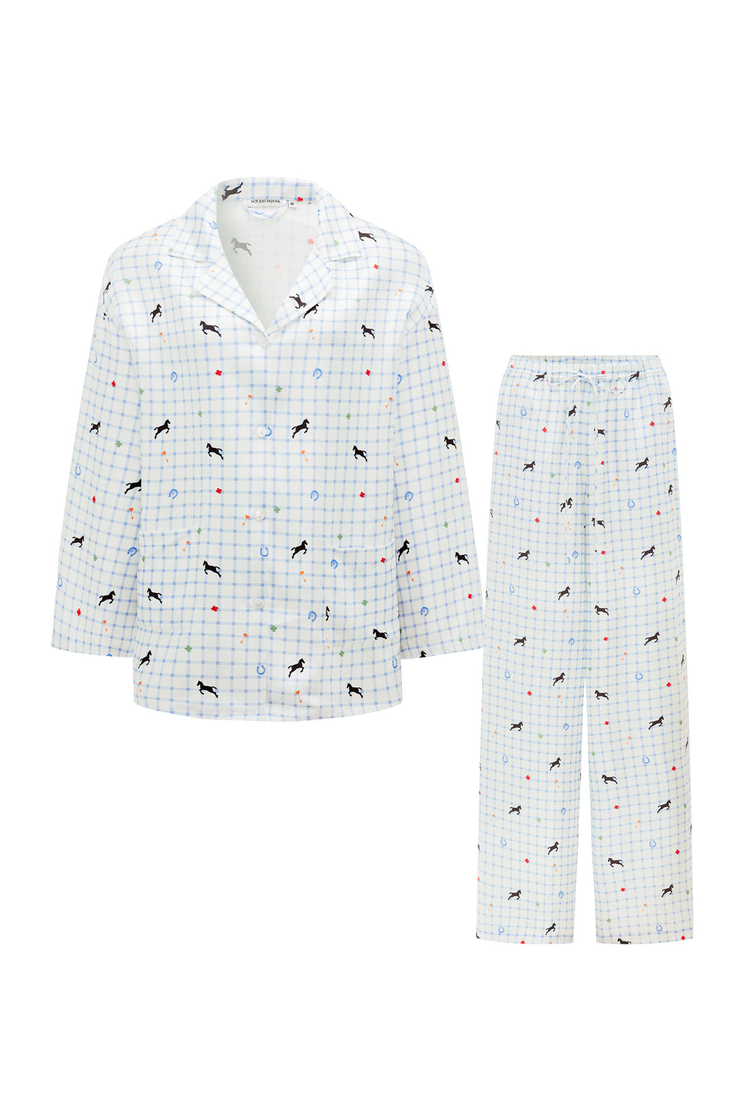White pajama set with black animal pattern on a white background 25187
