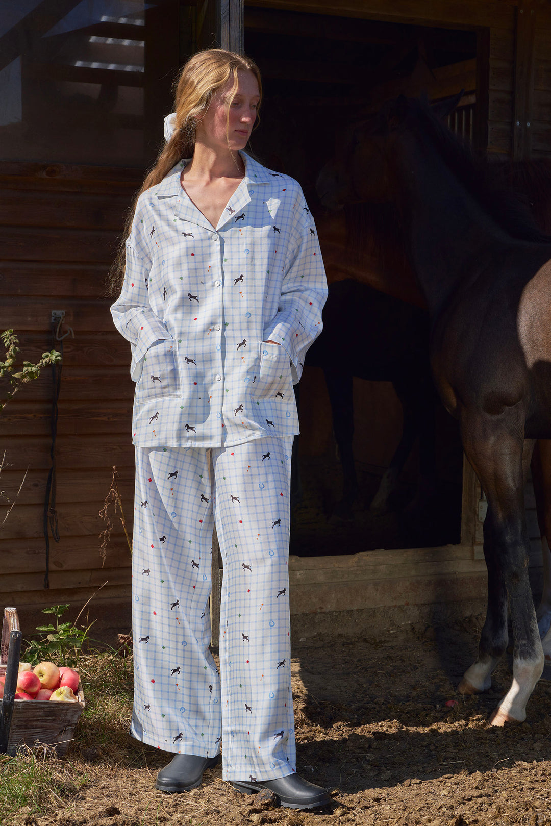 Pony Farm Women’s 18mm Mulberry Silk Twill Long Sleeve Pajama Set-Silk Pajamas Long Set-Not Just Pajama