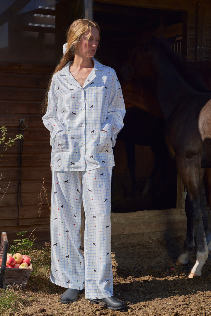 Pony Farm Women’s 18mm Mulberry Silk Twill Long Sleeve Pajama Set-Silk Pajamas Long Set-Not Just Pajama