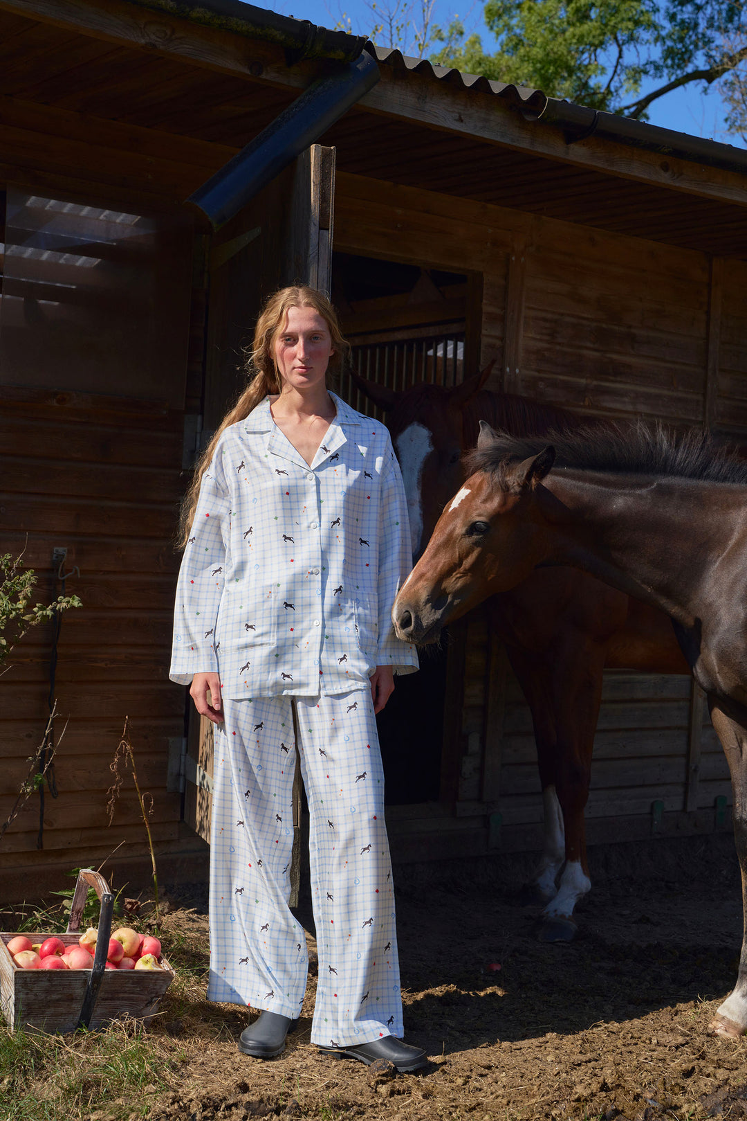 Pony Farm Women’s 18mm Mulberry Silk Twill Long Sleeve Pajama Set-Silk Pajamas Long Set-Not Just Pajama