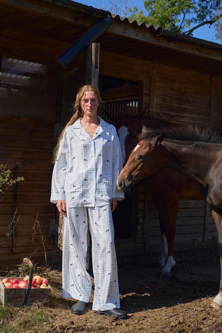 Pony Farm Women’s 18mm Mulberry Silk Twill Long Sleeve Pajama Set-Silk Pajamas Long Set-Not Just Pajama