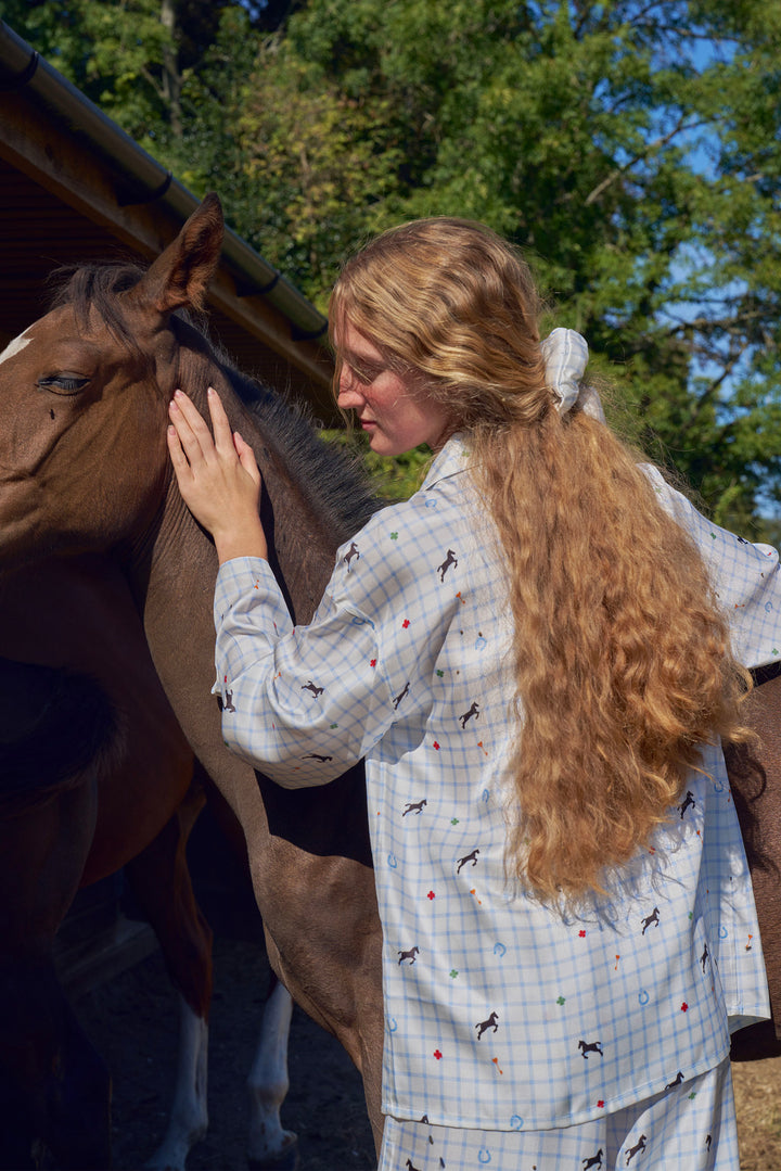 Pony Farm Women’s 18mm Mulberry Silk Twill Long Sleeve Pajama Set-Silk Pajamas Long Set-Not Just Pajama