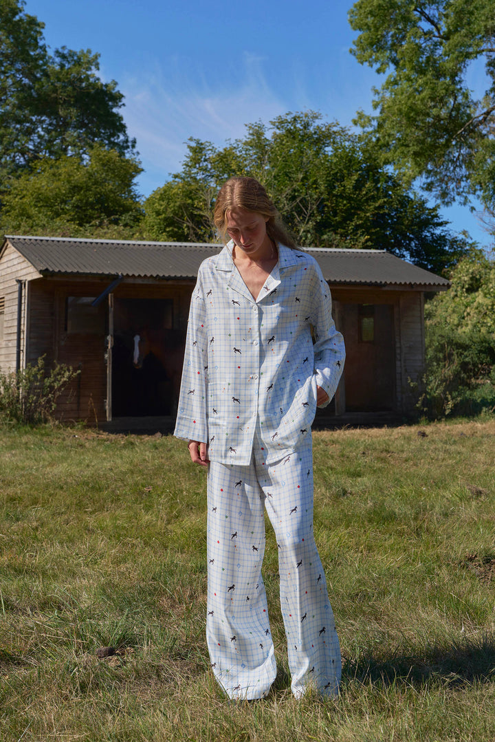 Pony Farm Women’s 18mm Mulberry Silk Twill Long Sleeve Pajama Set-Silk Pajamas Long Set-Not Just Pajama